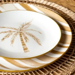 Assiette dessert motif palmier
