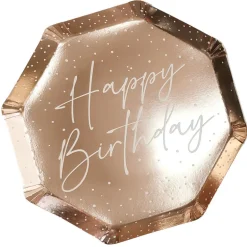 Assiette hexagone x6 rose go