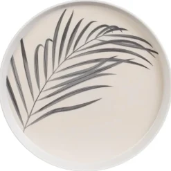 Assiette plate motif feuillage d