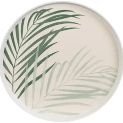 Assiette plate motif feuillage d