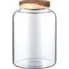 Bocal large verre bouchon acacia