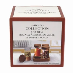 4 bocaux a epice et support