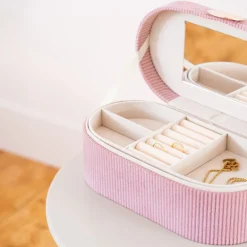 Boite a bijoux velours cotele