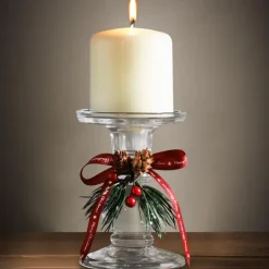 Bougeoir en verre decor noel