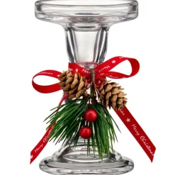 Bougeoir en verre decor noel
