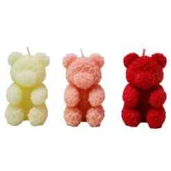 Bougie ourson en rose 9.5cm