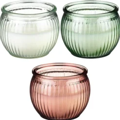 Bougie pot verre strie