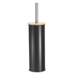 Brosse wc noir couvercle bambou