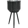 Cache pot haut noir plastique