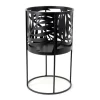 Cache pot sur pied noir tropical