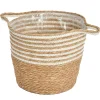 Cache pot tresse naturel-blanc