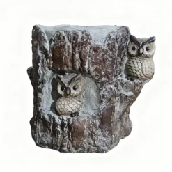 Cache pot tronc avec hiboux