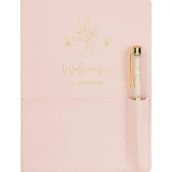 Cahier et stylo dore