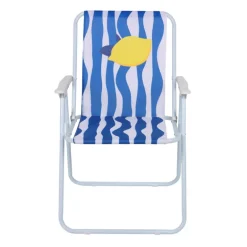 Chaise pliante rayures jaune/ble
