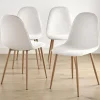 4 chaises creme pieds effet bois
