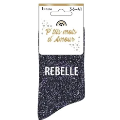 Chaussettes paillettes message