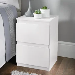 Chevet 2 tiroirs blanc mat
