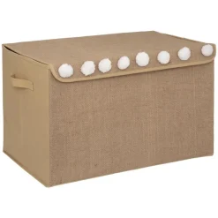 Coffre jute pompons