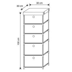 Colonne 5 tiroirs tissu gris