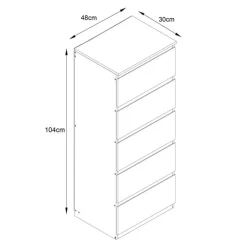 Commode 5 tiroirs clair