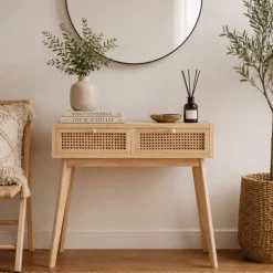 Console 2 tiroirs cannage