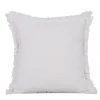 Coussin a franges 45x45cm blanc