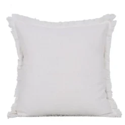 Coussin a franges 45x45cm blanc