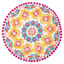 Coussin brode pompons d40cm