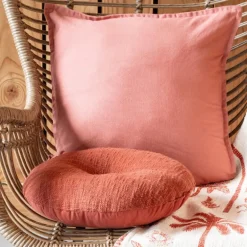 Coussin coton 45x45cm vieux rose