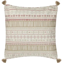 Coussin ext geo avec pompons cre