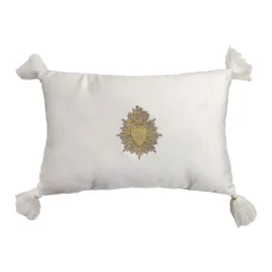 Coussin exvoto pompons 20x30cm c