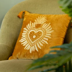 Coussin exvoto 40x40cm ocre