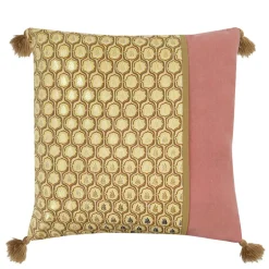 Coussin imprime dore 40x40cm pom