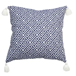 Coussin pompons motif grec 60x60