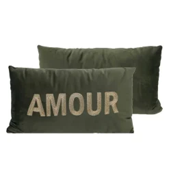 Coussin tufte amour 30x50cm vert