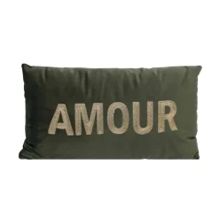 Coussin tufte amour 30x50cm vert