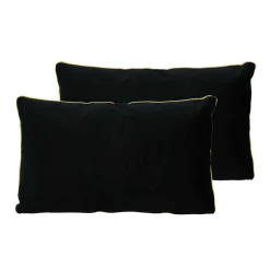 Coussin 30x50cm noir piping dore