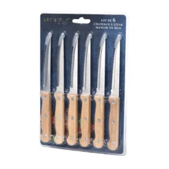Couteau a steak bois x6