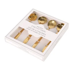 4 cuilleres fleur dore