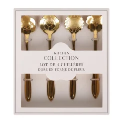 4 cuilleres fleur dore
