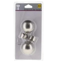 Embout gaia d28 x2 - argent mat
