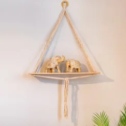 Etagere bois macrame