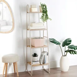 Etagere 4 niveaux creme/bois