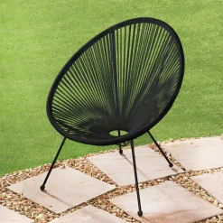 Fauteuil exterieur cordage noir