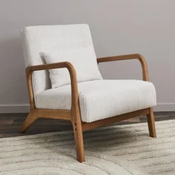 Fauteuil velours andrew creme
