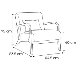 Fauteuil velours andrew creme