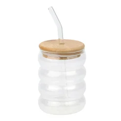 Gobelet en verre bubble+paille