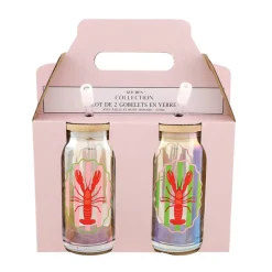2 gobelets en verre homard