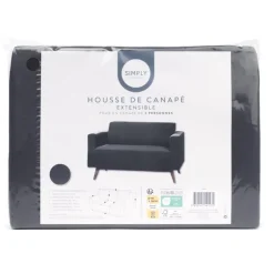Housse de canape unie 2p noir