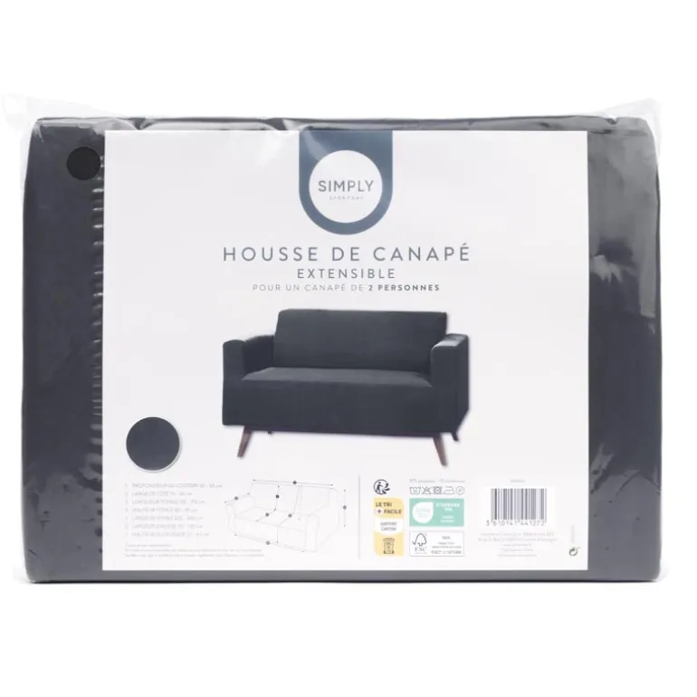 Housse de canape unie 2p noir
